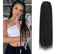 6Packs/Lot Box Braids Crochet Hair Extensions for Braiding Hair Extension Box Braid Crochet Hair Crochet Braids Hair Extensions for Black Women(1B, Box 18inch)