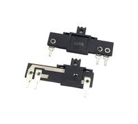 6PCS 3.5CM Straight Slide Push Pull Potentiometer 35MM Mono Mixer Fader B20K Sliding Pusher 3-Pin Handle Length 5mm