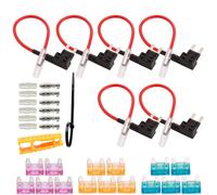 6Pcs 32V Portafusibili a Lama Con 16AWG Filo, Fusibile Tap, Add-A-Circuit Portaf