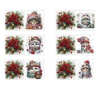 6pcs 5D Diamond Painting Greeting Cards for Adults, DIY Animal Pattern Diamond Painting Greeting Card Rhinestone Diamonds Art Mosaic Postcards for Christmas Birthdays Thanksgiving Holidays
