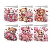 6pcs 5D Diamond Painting Greeting Cards for Adults, DIY Animal Pattern Diamond Painting Greeting Card Rhinestone Diamonds Art Mosaic Postcards for Christmas Birthdays Thanksgiving Holidays