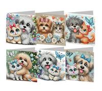 6pcs 5D Diamond Painting Greeting Cards for Adults, DIY Animal Pattern Diamond Painting Greeting Card Rhinestone Diamonds Art Mosaic Postcards for Christmas Birthdays Thanksgiving Holidays