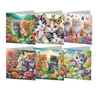 6pcs 5D Diamond Painting Greeting Cards for Adults, DIY Animal Pattern Diamond Painting Greeting Card Rhinestone Diamonds Art Mosaic Postcards for Christmas Birthdays Thanksgiving Holidays