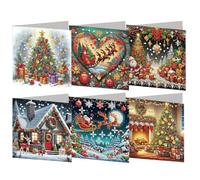 6pcs 5D Diamond Painting Greeting Cards for Adults, DIY Animal Pattern Diamond Painting Greeting Card Rhinestone Diamonds Art Mosaic Postcards for Christmas Birthdays Thanksgiving Holidays