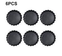 6pcs Antiaderente Sfuso Base Quiche Flan Tartina Cottura Piatto Pan Bordi Nero