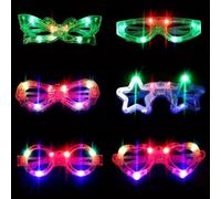6Pcs Bambini Gadget Festa di Compleanno Led Occhiali Regali Luce Fino Giocattoli Bambini Rave Gadget Festa al Neon Omaggi per Goodie Bag Occhiali Festa Compleanno Bagliore nel Buio Giocattoli Regali