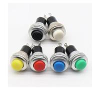 6pcs Black/Green/Yellow/Blue/White/Red OFF-Momentary ON 0.5A 250VAC Remote Control Push Button Switches 10mm