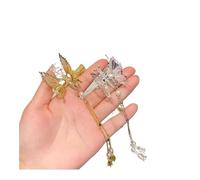 6pcs Butterfly Hairpin Vintage Elegant Tassel Hair Clip Moving Bangs Side Trembling Headdress(3pc Gold and 3pc sliver Tassel)