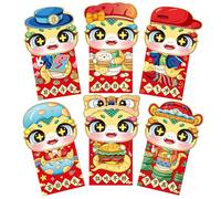6Pcs Carta Soldi Tasca Benedizione Rossore Busta Primavera Festival Fortuna Soldi Tasca per Capodanno Cinese Matrimonio Oro Hongbao