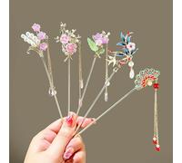 6pcs cinese bastoncini per capelli bambine per capelli vintage borsa perni per capelli Hanfu accessori per la donna ragazze decorazione capelli (B)