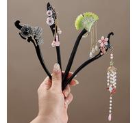 6pcs cinese bastoncini per capelli bambine per capelli vintage borsa perni per capelli Hanfu accessori per la donna ragazze decorazione capelli (J)