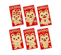 6PCS Cinese Rosso Buste Anno della Tigre Lucky Money Pacchetto Rosso Hong Bao Lucky Money Buste per Capodanno 2022 Buste Festival di Primavera Cinese Capodanno Natale Compleanno Forniture di nozze 1 #