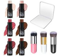 6PCS Contouring Viso Stick Blush Stick Highlight, Leggero Contour Highlighter Blush Trucco Versatile Set, Specchio da Viaggio Portatile, Correttore Ombretto Multifunzione, Impermeabile