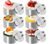 6Pcs Coppapasta Tondi 8cm con Coperchio Adatto, Anello Torte Acciaio Inossidabile, Coppa Pasta Tondo Fai da Te, Anelli Torta per Pasticceria Glassa Biscotti Panini Torte Mousse Dessert Cioccolatini