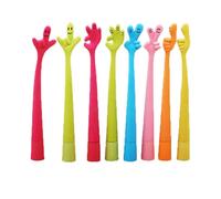 6pcs, Cute And Creative Cartoon Ballpoint Pen Free Bending Finger Pen Gesture Advertising Pen (random Color)