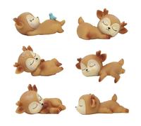 6Pcs Deer Figurine Toys Kawaii Sleeping Animal Baby Decor Ornamento in silicone
