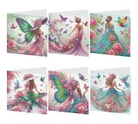 6Pcs Diamond Painting Greeting Card Set, DIY Diamond Painting Greeting Card Rhinestone Diamonds Art Mosaic Postcards Diamonds Art Handmade Postcards for Birthdays Thanksgiving