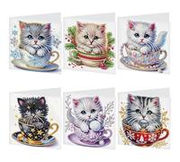 6Pcs Diamond Painting Greeting Card Set, DIY Diamond Painting Greeting Card Rhinestone Diamonds Art Mosaic Postcards Diamonds Art Handmade Postcards for Birthdays Thanksgiving