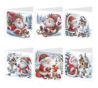 6Pcs Diamond Painting Greeting Card Set, DIY Diamond Painting Greeting Card Rhinestone Diamonds Art Mosaic Postcards Diamonds Art Handmade Postcards for Birthdays Thanksgiving