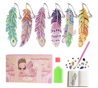 6PCS Diamond Painting Segnalibri, 5D DIY Piuma Kit Diamond Painting, Regalo Segnalibri Dipinti A Diamante Con Ciondolo In Cristallo, Pittura Diamante Segnalibro Kit Per Bambini Adulti