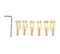 6Pcs Electric Guitar Bridge Saddle in Brass, Metal Bridge Saddle with 10.5mm Pitch for - Style Guitars, Includes Wrench for Tremolo System Upgrade (Oro)