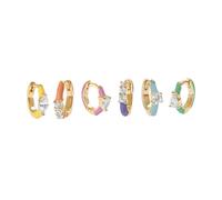 6pcs Elegante Multi Colore Zirconia Orecchini A Cerchio Moda Ear Cuffs Set Leggero Accessori Dell'orecchio Per Le Feste Evento Studente Budget Gioielli