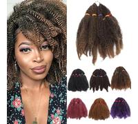 6Pcs Estensione dei capelli ricci Treccia di capelli Kinky Crochet Kinky Twist Hair Extensions 27cm,240g - Mix nero caffè marrone