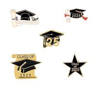 6Pcs Graduazione Smalto Spille di Laurea Cap Diploma Pulsante Spille di Risvolto Cappello Decorativo Smalto Distintivo Souvenir Per Giacche Distintivi Accessori, Misura unica, Semplice