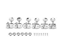 6Pcs Guitar Tuning Keys | Retro Style Metal Replacement for Electric Guitar | String Pegs with Studs & Screws | Quick String Adjustment/Stable Tuning (Silver)