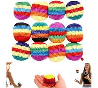 6PCS Hand-Made Knitted Footbag Sack,Assorted Foot Bag Crochet Ball for Kids,Juggling Balls for Beginners,Outdoor Colorful Soft Handwoven Hacky Balls for Boost Coordination & Fun (12PCS)