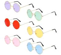 6Pcs Hippy Occhiali da sole rotondi Occhiali da sole Festival Occhiali da sole John Lennon Cerchio Telaio In Metallo Occhiali Da Sole Piccolo Stile Hippie Occhiali Multicolore per Donne Uomini