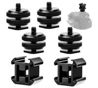 6Pcs Hot shoe Mount Adapter Adattatore Per Slitta Flash Triple Cold Shoe Mount Hot Shoe Mount da 1/4"-20 per Reflex, Digitale, Attrezzatura Fotografica Microfono, Monitor, Registratore, Audio (Nero)