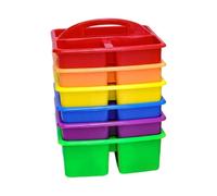 6Pcs Impilabile Cesta Portaoggetti 3 Scomparto Desktop Organiser Bin con Manico