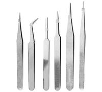 6pcs in acciaio inossidabile pinzette anti -static Set Strumento di riparazione PCB elettronica per componenti elettronici di precisione