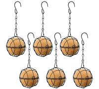 6PCS Mangiatoia Uccelli Appendere, Mangime Uccelli con Coperchio a Ribalta e Ganci Ferro a Forma S, Nutrire Palle Grasso Cortile Metallo Giardino Domestico, Dispenser Uccellini Sferico Cibo Esterno