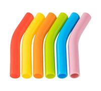 6pcs Materiale In Silicone Maniche Cannucce Riutilizzabili Punte Multicolore Cibo Cannucce Pieghevoli Accessori Coperture Grado