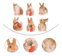 6pcs Mini Rabbit Ornaments Bunny Figurine Miniature Moss Landscape Decor