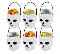 6Pcs Mini Secchiello per Caramelle di Halloween, Secchiello per Caramelle di Halloween, Secchio per Caramelle con Secchiello del Teschio, Vaso per Caramelle con Manico Borsa per Dolcetto o Scherzetto