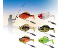 6Pcs Multiple Pre-Rigged Jig Head Soft FishingLures, 3D Fishing Lures with Metal Propeller Spinner Blades, Sequin Lure Fly Hook for Freshwater Saltwater (#B,8 cm / 24 g)