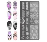 6pcs Nails Stamping Piatti Per Unghie Professionali Pizzo Artificiale E Foglia Disegni Chiodi Decorazione Manicure Spiegazioni