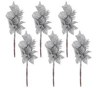 6pcs Natale foglie artificiali disposizione floreale lascia l'arredamento del