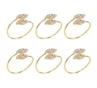 6pcs Oro Foglie Stile Tovagliolo Anello Per Matrimonio Compleanno Festa Cena