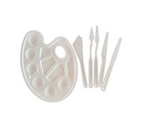 6Pcs Painting Mixing Tray Palette PP Knife Set Multiuse Paint Trays Paint Knives Artists