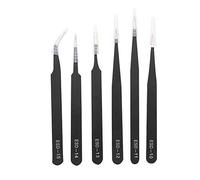6PCS Pinzette Antistatiche Pinzette in Acciaio Inossidabile Strumento di Manutenzione Set di Precisione Antistatico Aggiornato Curvo per Laboratorio di Elettronica Lavoro