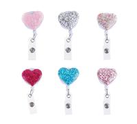 6pcs porta badge colorati per infermiere con strass creativi a forma di cuore