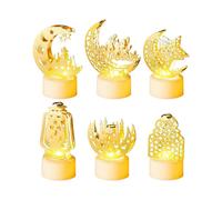 6Pcs Ramadan Mini Lantern Lights Decoration, Moon Castle Lighthouse Eid Mubarak Lamp Batt easter decor