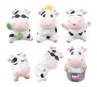 6pcs Resin Desktop Ornament Cartoon Bovine Figura micro paesaggio Decori