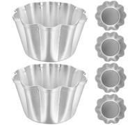 6Pcs Reusable Metal Baking Molds for Muffins Cupcakes Silver Aluminum Alloy