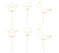 6pcs Rhinestone Cake Topper Creative Cake Insert Topper Golden Rhinestone Topper