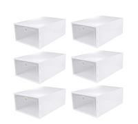 6pcs Scatole Per Scarpe Trasparenti Impilabili, Organizer Antipolvere in Plastica, Scarpiera Salvaspazio, Scatole Porta Scarpe (Telaio Casual)